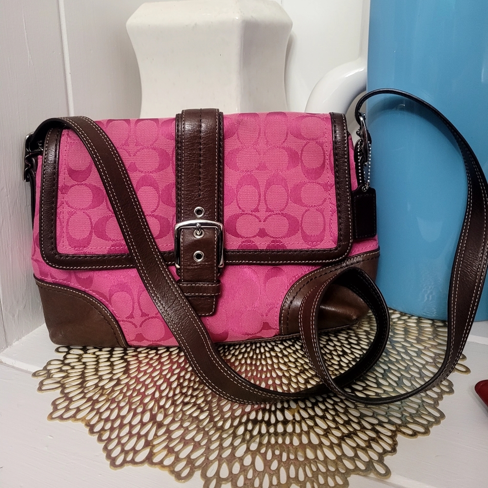 Coach Y2K SOHO Signatute C Pink Brown Leather